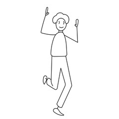 man rejoices, simple figurine, sketch, vector