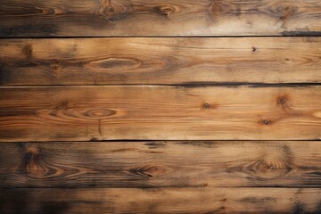 Wood plank top desk background, above view. Closeup grunge brown wooden oak table Generative AI - obrazy, fototapety, plakaty