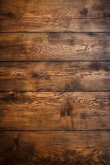 Wood plank top desk background, above view. Closeup grunge brown wooden oak table Generative AI