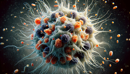 Microscopic View of Pathogenic Cells in Infectious Disease Research