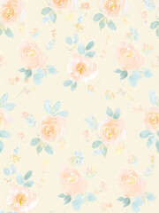 Fototapeta na wymiar Rose flower cute seamless pattern for fabric, decorative paper, background of your design.