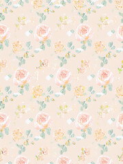 Fototapeta na wymiar Rose flower cute seamless pattern for fabric, decorative paper, background of your design.
