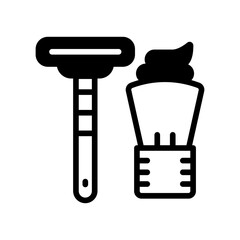 Shaving Brush and blade solid glyph icon