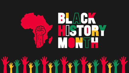 African American Black history month colorful lettering typography with african map background Celebrated February in united state and Canada. Juneteenth Independence Day. Kwanzaa