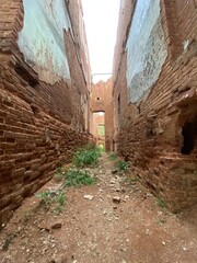 An old red brick building, the ruins of a building from the last century.