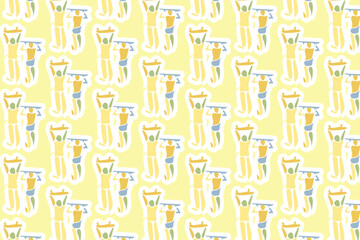 Vector Youth Day Sticker Seamless Pattern Background with pastel colors