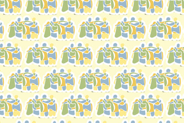 Vector Youth Day Sticker Seamless Pattern Background with pastel colors