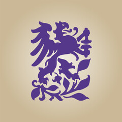 Vintage ornate linear ornaments in Kazakh traditional style. Asian floral designs. Abstract Asian elements of the national pattern of the ancient nomads of the Kyrgyz, Mongols, Kazakhs, Tatars.