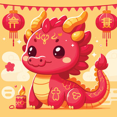 Welcome the Chinese New Year with our 2024 Dragon Icon! This charming design features a stylized dragon, a symbol of power, strength, and good luck in Chinese culture.