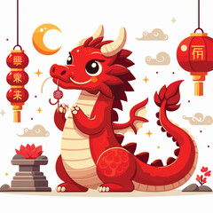 Welcome the Chinese New Year with our 2024 Dragon Icon! This charming design features a stylized dragon, a symbol of power, strength, and good luck in Chinese culture.