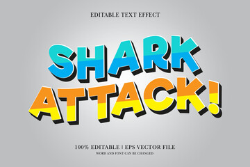 Shark attack editable 3d text effect for vector illustration