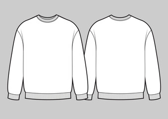long sleeve oversized sweatshirt, vector template