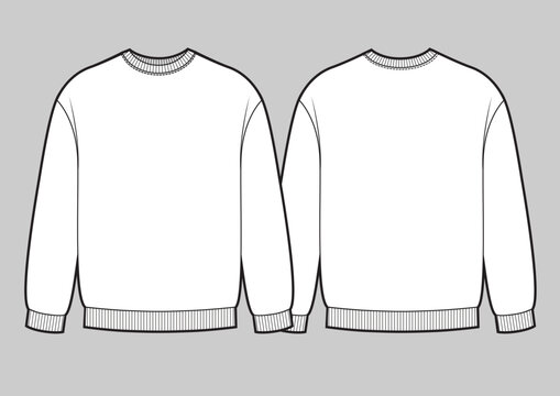 long sleeve oversized sweatshirt, vector template