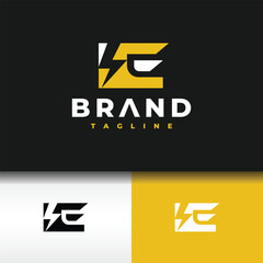 letter E lightning logo