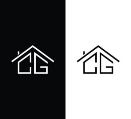 Letter CG Home Logo Design. Usable for Business Logo. Home Vector Logo