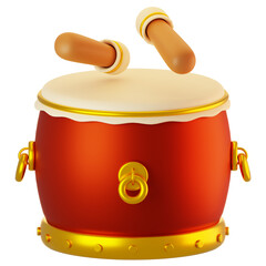 3d rendering chinese drum icon. Chinese new year icon concept