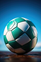 Fototapeta premium soccer ball on blue background
