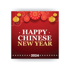 Chinese new year celebration social media poster design template