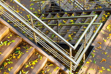 metal railings on the stairs in the park