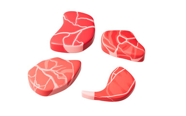 Cartoon raw meat model, 3d rendering.
