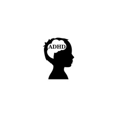 ADHD, Attention Deficit Hyperactivity Disorder concept isolated on white background