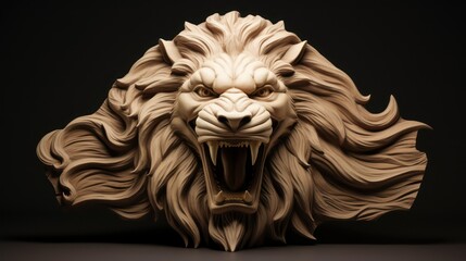 lion head on a black background
