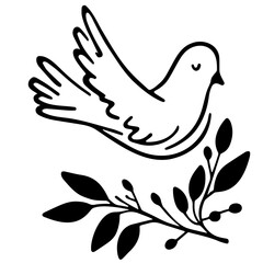 Graceful Doodle Dove Vector: Symbol of Peace, Harmony, and Elegance in Black.