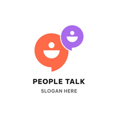 People talk logo concept with circle bubble chat
