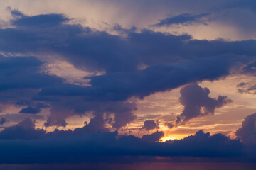Dark cloudy sky on a sunset, natural background