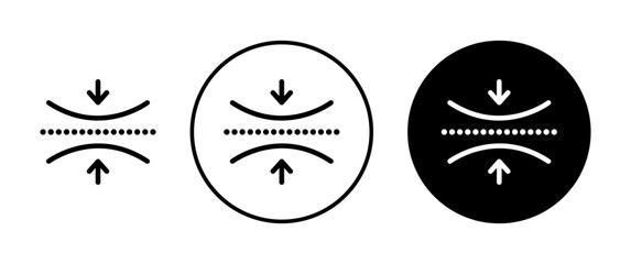 Elastic Line Icon Set. Flexible Bounce and Pressure Arrow Symbol in Black and Blue color.
