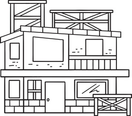 Building Under Construction Isolated Coloring 