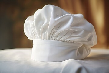 Elegant white chef's toque on a white background.