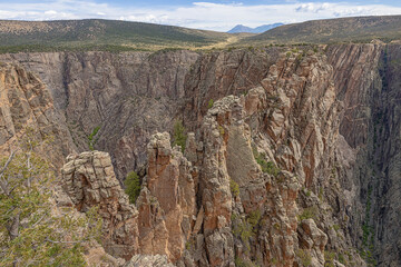 View over the Black Canyon of the Gunnison to the north rim at Rock Point on the south rim