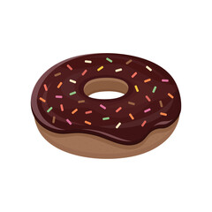 Chocolate donut vector illustration on white background. Chocolate doughnut dessert.