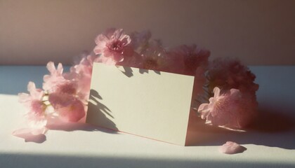 儚い、薄いピンクのメッセージカード