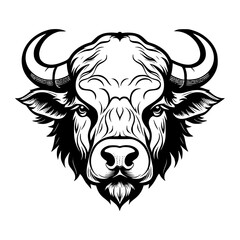 black and white Vector Illustration Bison 