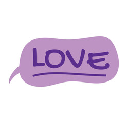 Message element of kawaii set. This kawaii violet-style illustration features the word 