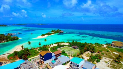 Huraa Island - Maldives - Aerial view over the place from high altitude