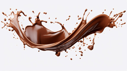 Delicious chocolate splash on isolated white background, tempting gourmet food concept illustration