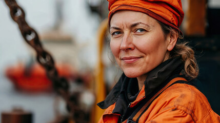 Portrait of empowered female worker as symbol of equality. Generative AI image