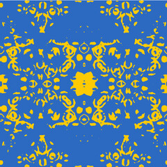 Blue and white watercolor ornament painted with watercolor on paper.