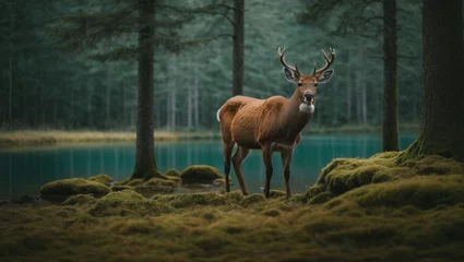 Plexiglas foto achterwand deer in the forest © Sohaib