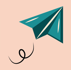 School element of colorful set. This charming flat cartoon illustration combines the essence of education and playing games with the whimsy of a paper airplane. Vector illustration.