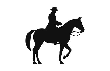 Obraz na płótnie Canvas A Cavalry black Silhouette isolated on a white background, a Silhouette of a Cavalry soldier on horseback black Vector