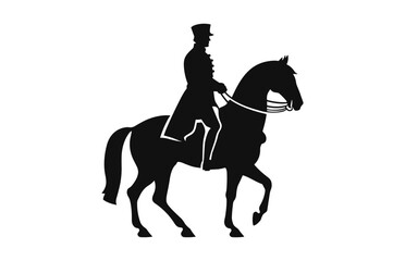 A Cavalry black Silhouette isolated on a white background, a Silhouette of a Cavalry soldier on horseback black Vector