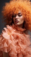 Avant-Garde Portrait of Woman with Peach Fuzz Hair