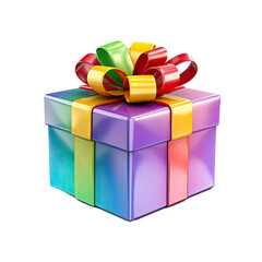 Rainbow gift box on transparent background