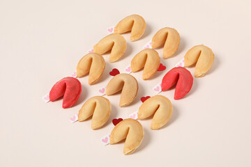 Cookies with predictions on a light background.