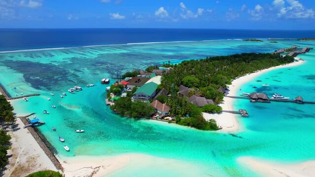 Kuda Huraa Island - Maldives - Aerial view downwards with a view of the island of Kuda Huraa