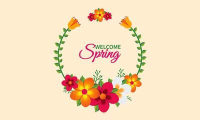 Vector welcome spring  floral banner design template